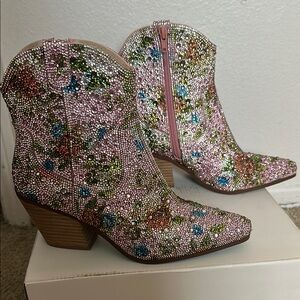 Betsey Johnson Emory Rhinestone Western Boot 3513